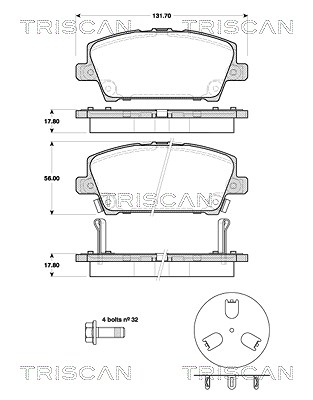 Triscan Bremsbelagsatz, Scheibenbremse [Hersteller-Nr. 811040013] für Honda