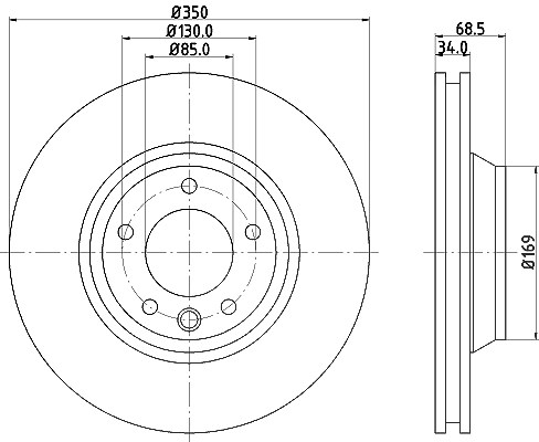 Hella Bremsscheibe PRO High Carbon Vorderachse rechts [Hersteller-Nr. 8DD355128-071] für Porsche, VW, Audi