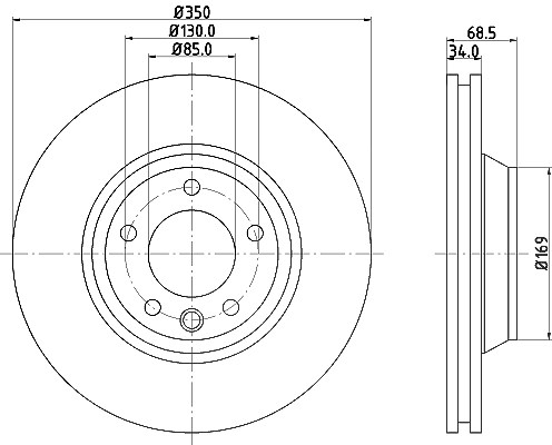 Hella Bremsscheibe PRO High Carbon Vorderachse links [Hersteller-Nr. 8DD355128-061] für VW, Porsche, Audi