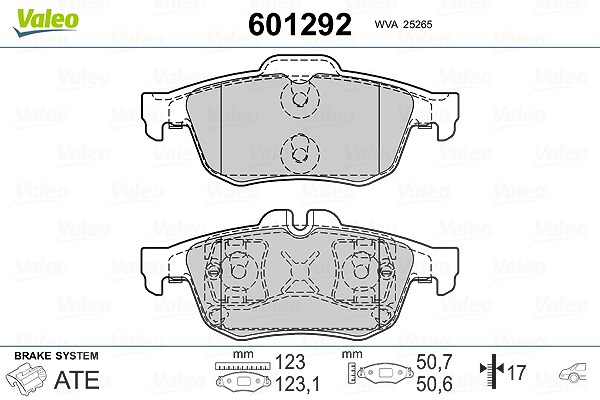 Valeo Bremsbelagsatz, Scheibenbremse [Hersteller-Nr. 601292] für Renault