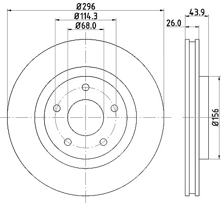 Hella Bremsscheibe Vorderachse Belüftet [Hersteller-Nr. 8DD355114-601] für Nissan