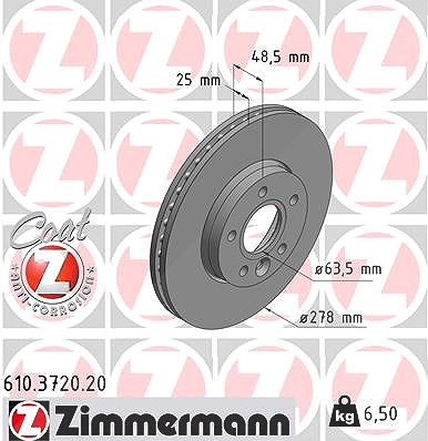 Zimmermann Bremsscheibe Belüftet Vorderachse [Hersteller-Nr. 610.3720.20] für Volvo