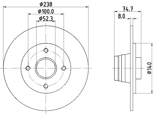 Hella 1x Bremsscheibe [Hersteller-Nr. 8DD355105-271] für Renault