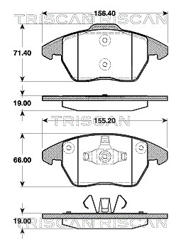 Triscan Bremsbelagsatz, Scheibenbremse [Hersteller-Nr. 811028038] für Citroën, Peugeot