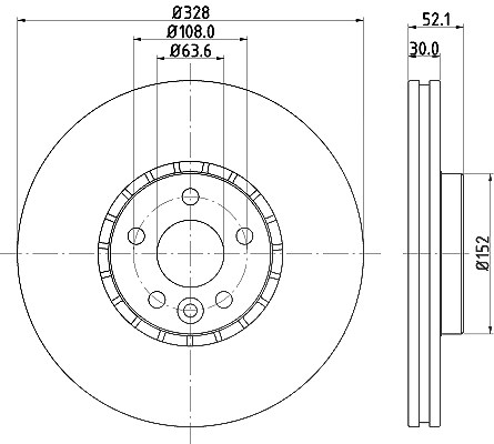 Hella 1x Bremsscheibe Vorderachse Belüftet [Hersteller-Nr. 8DD355116-181] für Volvo