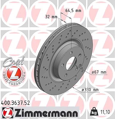 Zimmermann Bremsscheibe [Hersteller-Nr. 400.3637.52] für Mercedes-Benz
