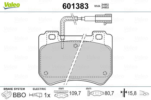 Valeo Bremsbelagsatz, Scheibenbremse [Hersteller-Nr. 601383] für Alfa Romeo