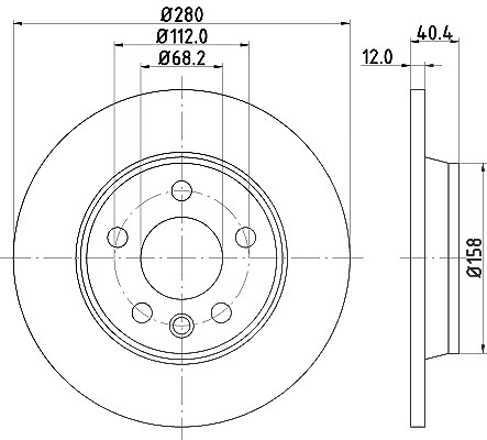 Hella Bremsscheibe Hinterachse Voll [Hersteller-Nr. 8DD355105-611] für VW