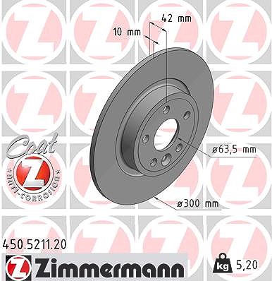 Zimmermann Bremsscheibe [Hersteller-Nr. 450.5211.20] für Land Rover, Jaguar