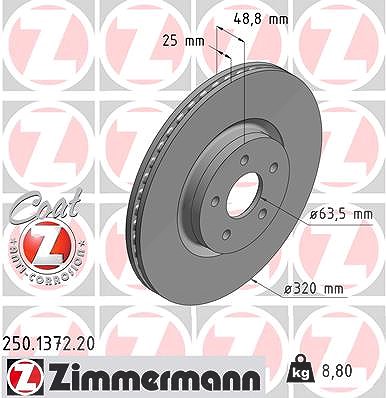 Zimmermann Bremsscheibe [Hersteller-Nr. 250.1372.20] für Volvo, Ford