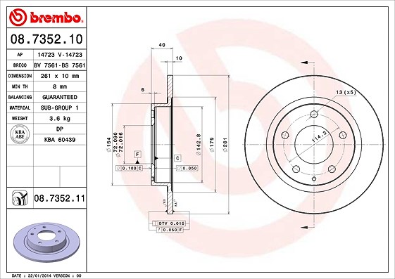 Brembo Bremsscheibe [Hersteller-Nr. 08.7352.11] für Ford Usa, Mazda