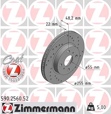 Zimmermann Bremsscheibe [Hersteller-Nr. 590.2560.52] für Toyota