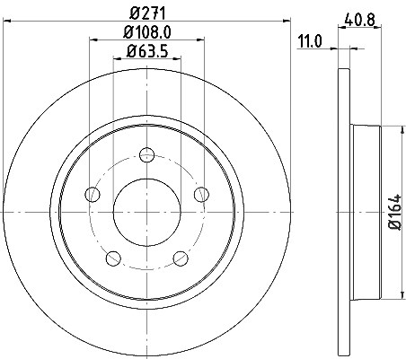Hella Bremsscheibe Hinterachse Voll [Hersteller-Nr. 8DD355118-221] für Ford