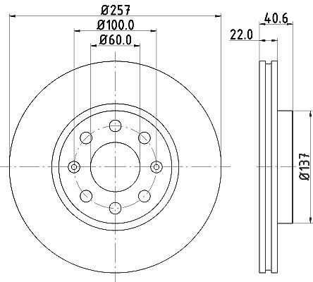 Hella Bremsscheibe Vorderachse Belüftet [Hersteller-Nr. 8DD355112-581] für Fiat, Opel, Vauxhall, German E Cars