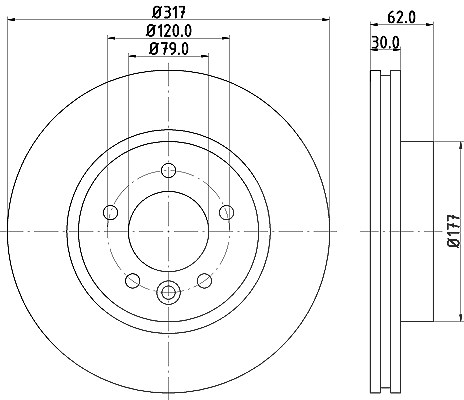 Hella 1x Bremsscheibe [Hersteller-Nr. 8DD355118-641] für Land Rover