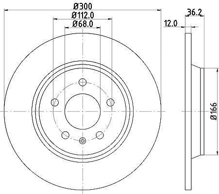 Hella Bremsscheibe PRO Hinterachse Voll [Hersteller-Nr. 8DD355113-931] für Audi