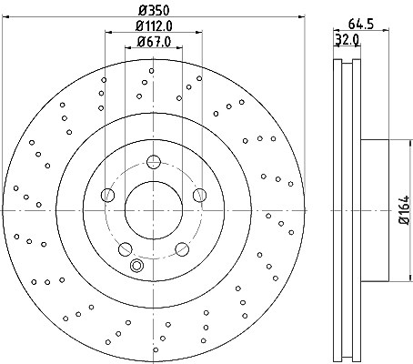Hella 1x Bremsscheibe [Hersteller-Nr. 8DD355115-401] für Mercedes-Benz