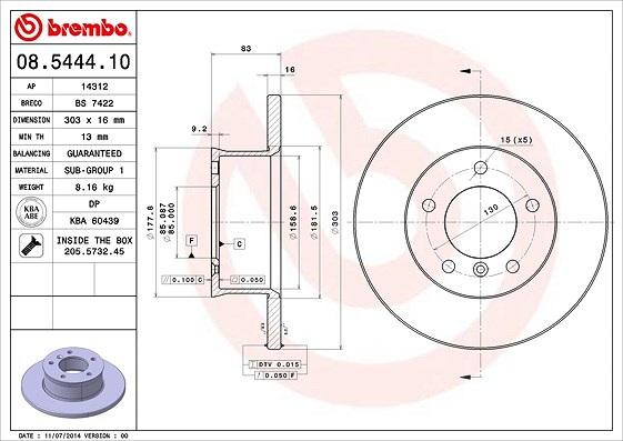Brembo Bremsscheibe [Hersteller-Nr. 08.5444.10] für Puch, Mercedes-Benz