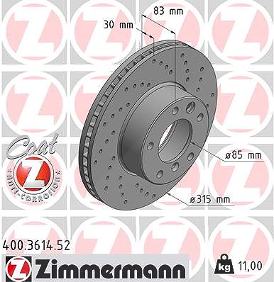 Zimmermann Bremsscheibe [Hersteller-Nr. 400.3614.52] für Mercedes-Benz
