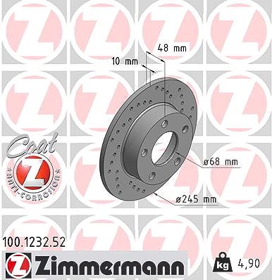 Zimmermann Bremsscheibe [Hersteller-Nr. 100.1232.52] für Audi, VW