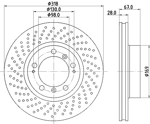 Hella Bremsscheibe [Hersteller-Nr. 8DD355127-511] für Porsche