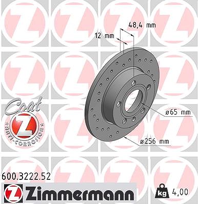 Zimmermann Bremsscheibe [Hersteller-Nr. 600.3222.52] für Audi, VW, Skoda, Seat
