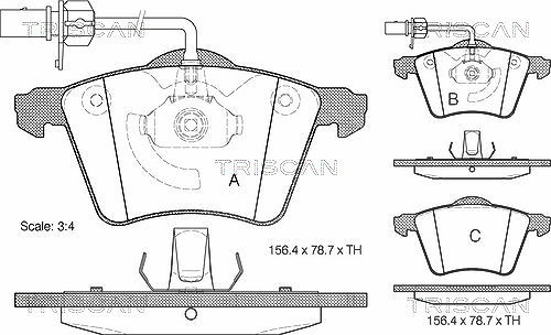 Triscan Bremsbelagsatz, Scheibenbremse [Hersteller-Nr. 811029026] für VW