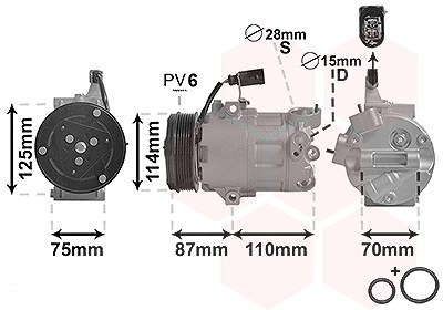 Van Wezel Kompressor, Klimaanlage [Hersteller-Nr. 5801K705] für Seat, Skoda, VW