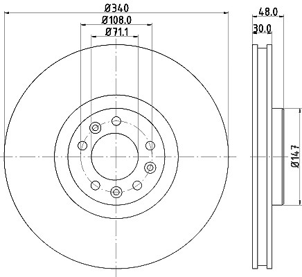 Hella 1x Bremsscheibe [Hersteller-Nr. 8DD355119-651] für Citroën, Peugeot