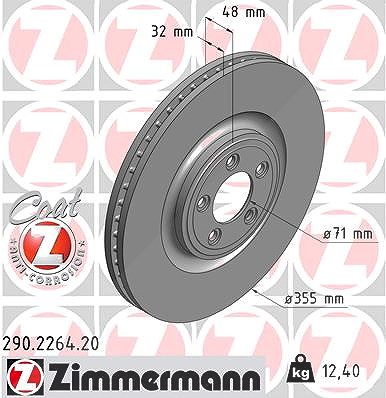 Zimmermann 1x Bremsscheibe [Hersteller-Nr. 290.2264.20] für Jaguar