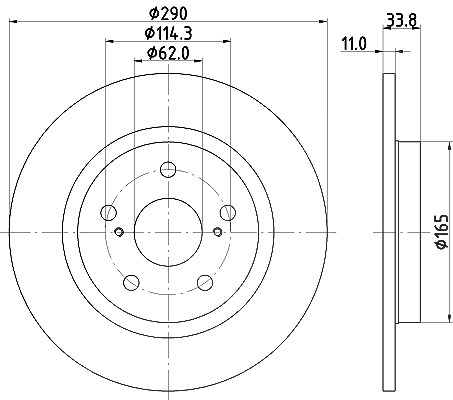 Hella Bremsscheibe Hinterachse Voll [Hersteller-Nr. 8DD355116-121] für Toyota