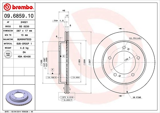 Brembo Bremsscheibe [Hersteller-Nr. 09.6859.10] für Suzuki