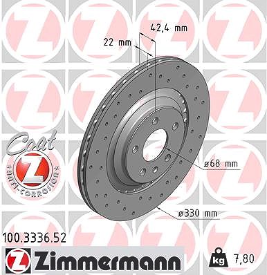 Zimmermann Bremsscheibe [Hersteller-Nr. 100.3336.52] für Audi