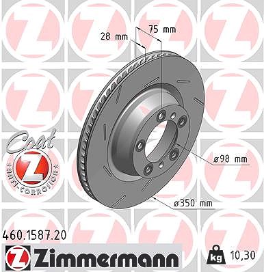 Zimmermann 1x Bremsscheibe Hinterachse Rechts [Hersteller-Nr. 460.1587.20] für Porsche