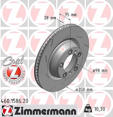 Zimmermann 1x Bremsscheibe Hinterachse Links [Hersteller-Nr. 460.1586.20] für Porsche