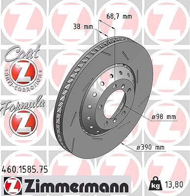 Zimmermann 1x Bremsscheibe Vorderachse rechts [Hersteller-Nr. 460.1585.75] für Porsche