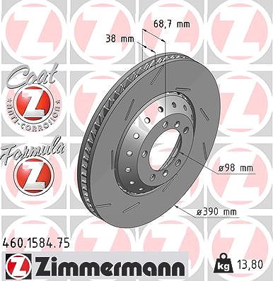 Zimmermann 1x Bremsscheibe Vorderachse Links [Hersteller-Nr. 460.1584.75] für Porsche