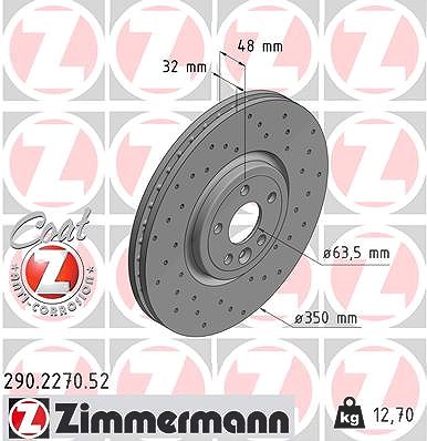 Zimmermann 1x Bremsscheibe [Hersteller-Nr. 290.2270.52] für Jaguar, Land Rover