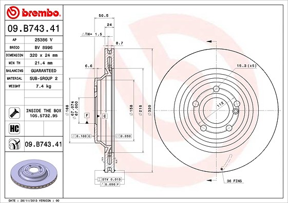 Brembo Bremsscheibe [Hersteller-Nr. 09.B743.41] für Mercedes-Benz