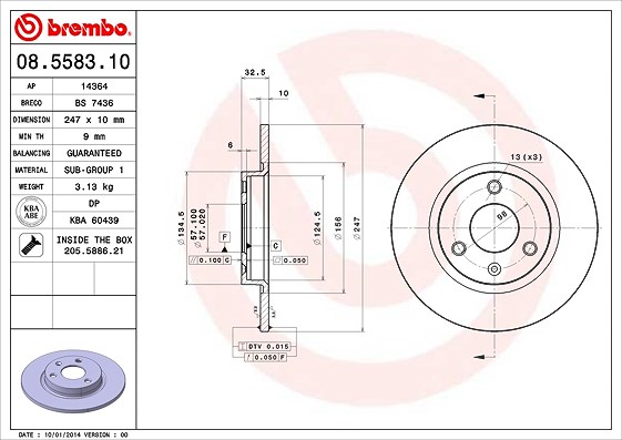 Brembo Bremsscheibe [Hersteller-Nr. 08.5583.10] für Mega, Citroën