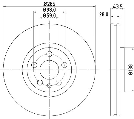 Hella Bremsscheibe [Hersteller-Nr. 8DD355108-761] für Citroën, Peugeot, Fiat, Lancia