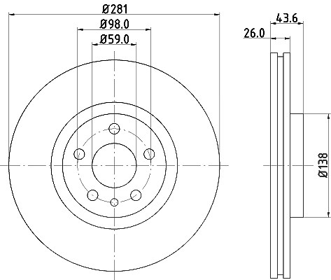 Hella Bremsscheibe [Hersteller-Nr. 8DD355104-451] für Lancia, Citroën, Peugeot, Fiat