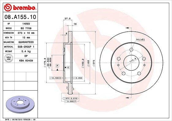Brembo Bremsscheibe [Hersteller-Nr. 08.A155.10] für Daihatsu