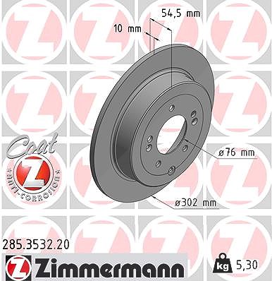Zimmermann Bremsscheibe Hinterachse Voll [Hersteller-Nr. 285.3532.20] für Hyundai, Kia