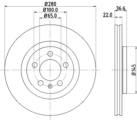 Hella Bremsscheibe Vorderachse Belüftet [Hersteller-Nr. 8DD355105-381] für Audi, Skoda, Seat, VW