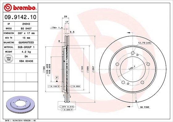 Brembo Bremsscheibe [Hersteller-Nr. 09.9142.10] für Suzuki
