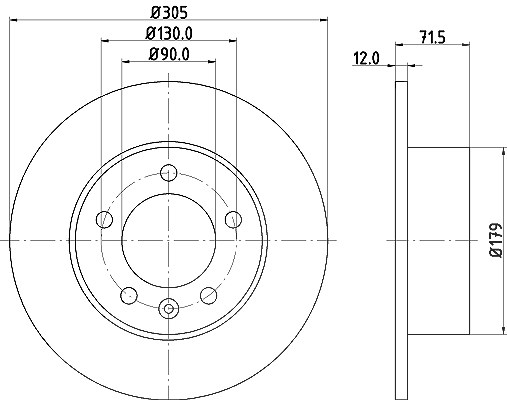 Hella Bremsscheibe Hinterachse Voll [Hersteller-Nr. 8DD355117-131] für Vauxhall, Opel, Renault, Nissan