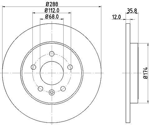 Hella Bremsscheibe Hinterachse Voll [Hersteller-Nr. 8DD355111-811] für Audi, Seat