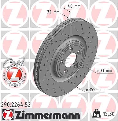 Zimmermann 1x Bremsscheibe [Hersteller-Nr. 290.2264.52] für Jaguar