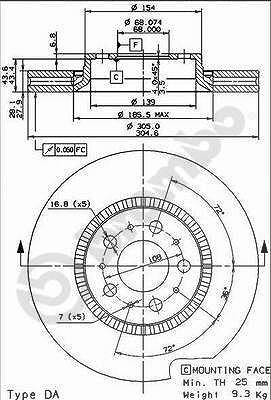 Brembo Bremsscheibe [Hersteller-Nr. 09.9130.75] für Volvo
